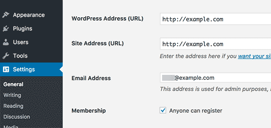 Изменение адреса WordPress и сайта